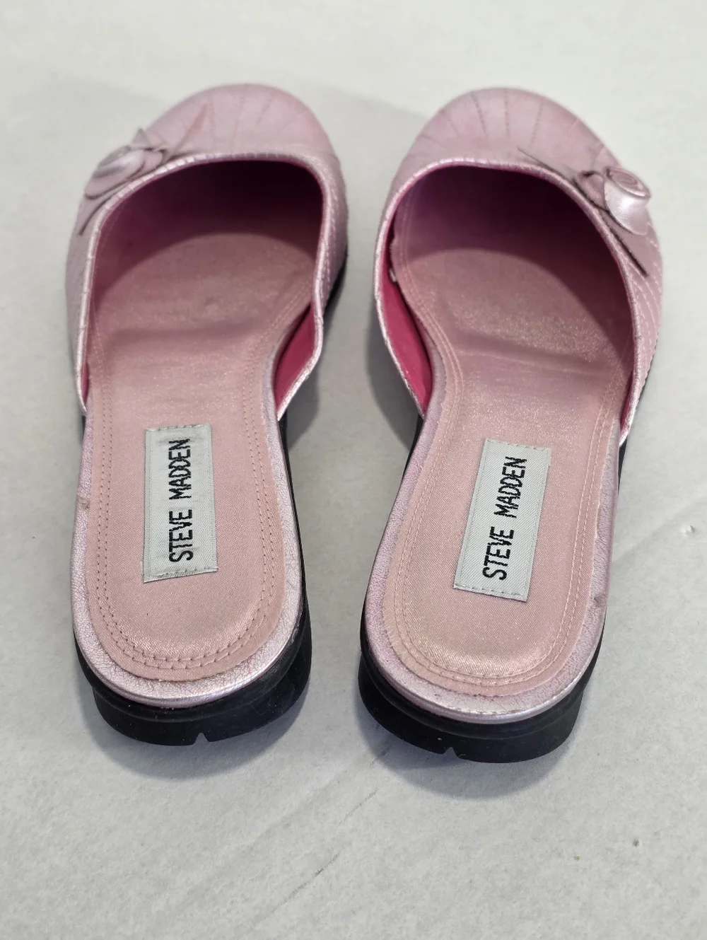 Vintage  Steve Madden Razzy Sandals Size 6B Leather Metalic Pink Slip On Slides - Picture 5 of 6